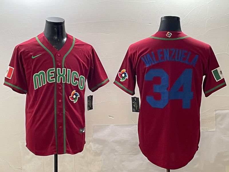 Men 2025 World Cub Mexico #34 Valenzuela Red Nike MLB Jersey style 5->more jerseys->MLB Jersey